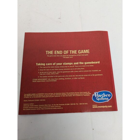 2022 Monopoly Travel World Tour Game Replacement Board Instructions - Picture 3 of 8